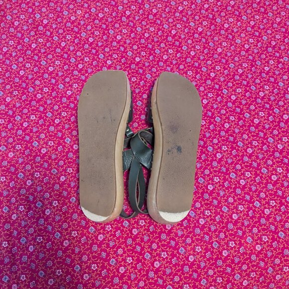 Swedish Hasbeens Wooden Platform Studded Sandal Scandi Girl Strappy Clog Boho - Picture 8 of 12